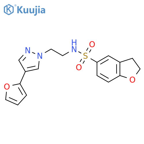 N-{2-[4-(furan-2-yl)-1H-pyrazol-1-yl]ethyl}-2,3-dihydro-1-benzofuran-5-sulfonamide structure