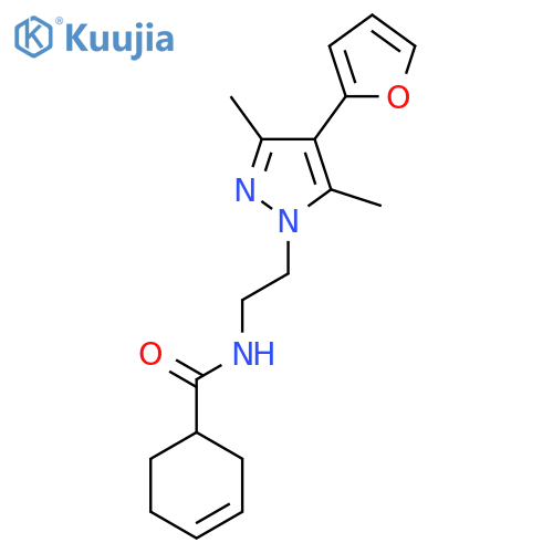 N-{2-[4-(furan-2-yl)-3,5-dimethyl-1H-pyrazol-1-yl]ethyl}cyclohex-3-ene-1-carboxamide structure