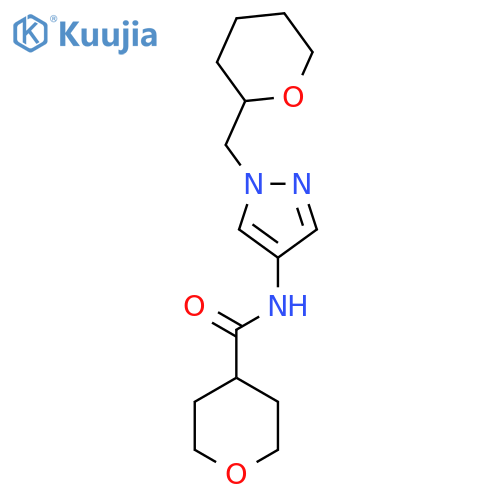 N-(1-((tetrahydro-2H-pyran-2-yl)methyl)-1H-pyrazol-4-yl)tetrahydro-2H-pyran-4-carboxamide structure