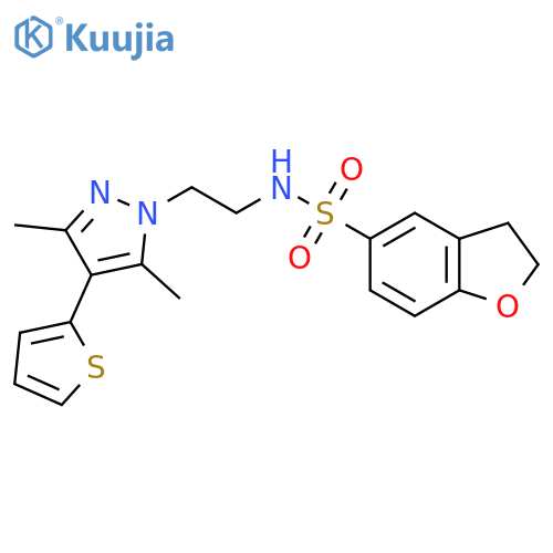 N-{2-[3,5-dimethyl-4-(thiophen-2-yl)-1H-pyrazol-1-yl]ethyl}-2,3-dihydro-1-benzofuran-5-sulfonamide structure