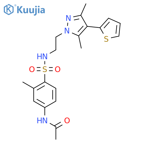 N-[4-({2-[3,5-dimethyl-4-(thiophen-2-yl)-1H-pyrazol-1-yl]ethyl}sulfamoyl)-3-methylphenyl]acetamide structure