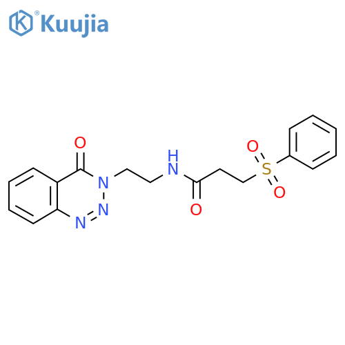 3-(benzenesulfonyl)-N-[2-(4-oxo-3,4-dihydro-1,2,3-benzotriazin-3-yl)ethyl]propanamide structure
