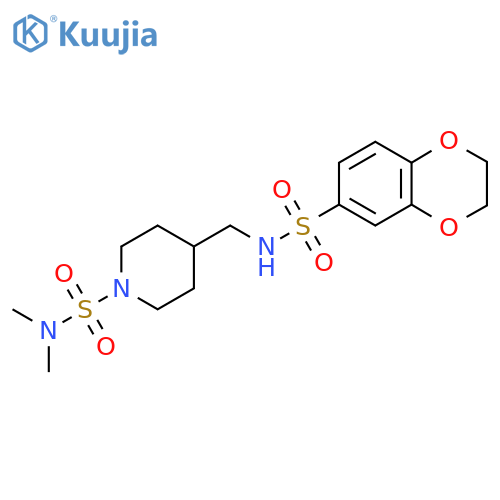 4-[(2,3-dihydro-1,4-benzodioxine-6-sulfonamido)methyl]-N,N-dimethylpiperidine-1-sulfonamide structure
