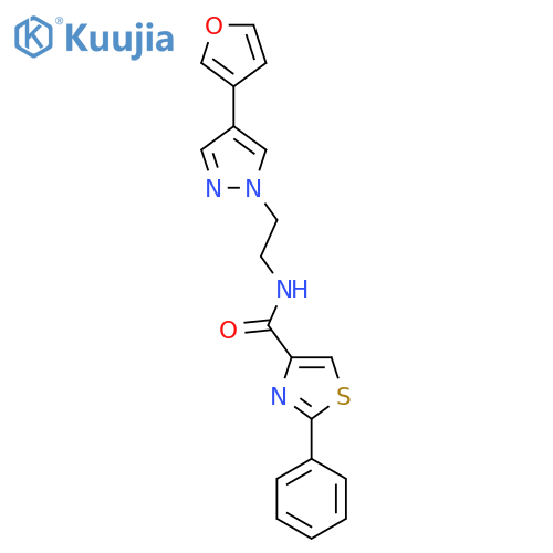 N-{2-4-(furan-3-yl)-1H-pyrazol-1-ylethyl}-2-phenyl-1,3-thiazole-4-carboxamide structure