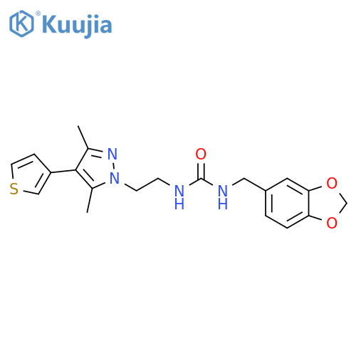 1-[(2H-1,3-benzodioxol-5-yl)methyl]-3-{2-[3,5-dimethyl-4-(thiophen-3-yl)-1H-pyrazol-1-yl]ethyl}urea structure