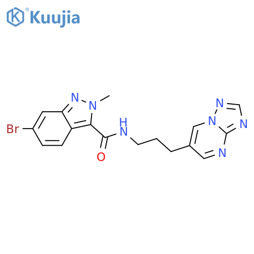 N-(3-([1,2,4]triazolo[1,5-a]pyrimidin-6-yl)propyl)-6-bromo-2-methyl-2H-indazole-3-carboxamide structure