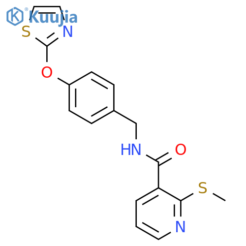 2-(methylthio)-N-(4-(thiazol-2-yloxy)benzyl)nicotinamide structure