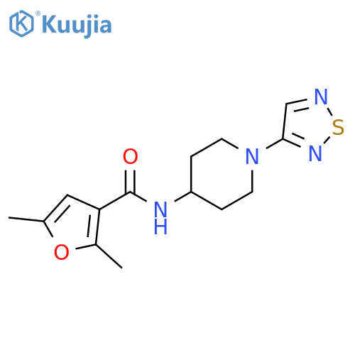 2,5-dimethyl-N-[1-(1,2,5-thiadiazol-3-yl)piperidin-4-yl]furan-3-carboxamide structure