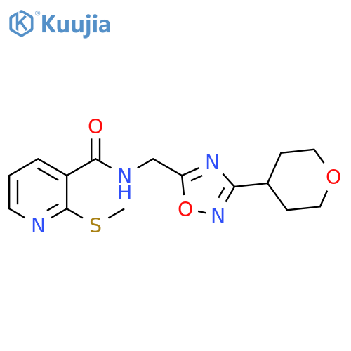 2-(methylsulfanyl)-N-{[3-(oxan-4-yl)-1,2,4-oxadiazol-5-yl]methyl}pyridine-3-carboxamide structure