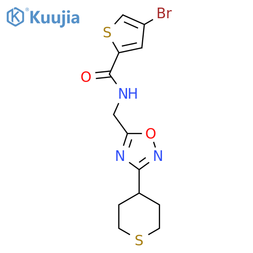 4-bromo-N-{3-(thian-4-yl)-1,2,4-oxadiazol-5-ylmethyl}thiophene-2-carboxamide structure