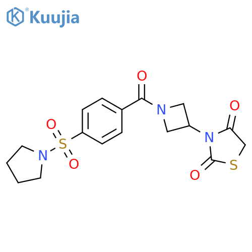 3-[1-[4-(1-Pyrrolidinylsulfonyl)benzoyl]-3-azetidinyl]-2,4-thiazolidinedione structure