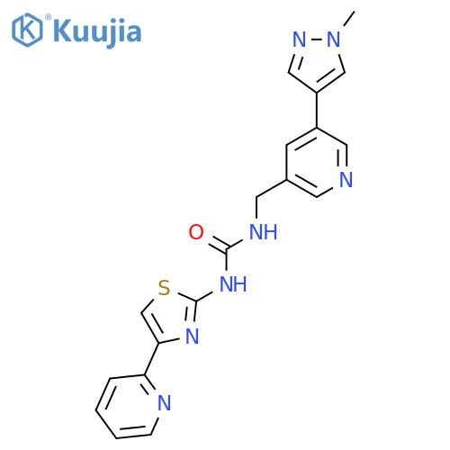 1-{5-(1-methyl-1H-pyrazol-4-yl)pyridin-3-ylmethyl}-3-4-(pyridin-2-yl)-1,3-thiazol-2-ylurea structure