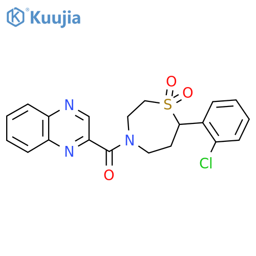 7-(2-chlorophenyl)-4-(quinoxaline-2-carbonyl)-1lambda6,4-thiazepane-1,1-dione structure