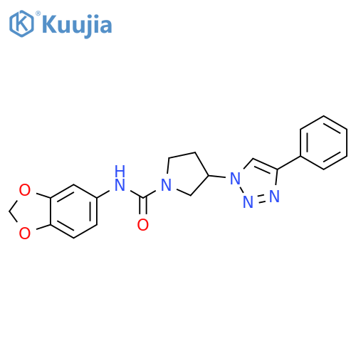 N-(1,3-benzodioxol-5-yl)-3-(4-phenyltriazol-1-yl)pyrrolidine-1-carboxamide structure