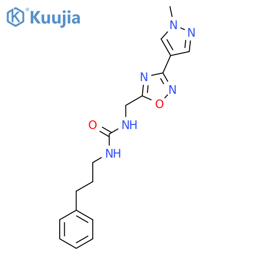 3-{3-(1-methyl-1H-pyrazol-4-yl)-1,2,4-oxadiazol-5-ylmethyl}-1-(3-phenylpropyl)urea structure