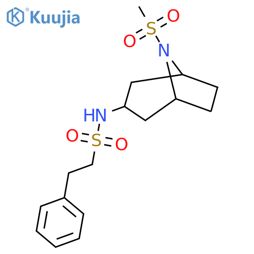 N-(8-(methylsulfonyl)-8-azabicyclo[3.2.1]octan-3-yl)-2-phenylethanesulfonamide structure