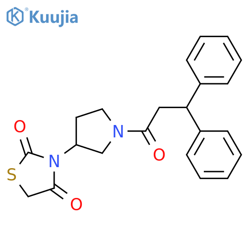 3-[1-(3,3-diphenylpropanoyl)pyrrolidin-3-yl]-1,3-thiazolidine-2,4-dione structure