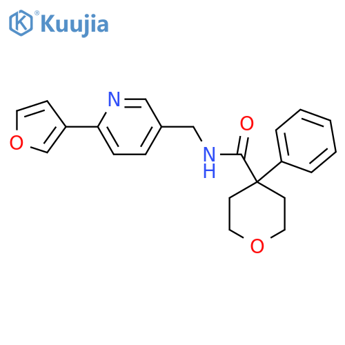 N-{6-(furan-3-yl)pyridin-3-ylmethyl}-4-phenyloxane-4-carboxamide structure