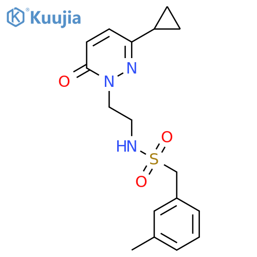 N-[2-(3-cyclopropyl-6-oxo-1,6-dihydropyridazin-1-yl)ethyl]-1-(3-methylphenyl)methanesulfonamide structure