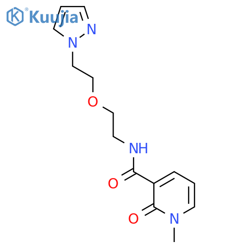 1-methyl-2-oxo-N-{2-2-(1H-pyrazol-1-yl)ethoxyethyl}-1,2-dihydropyridine-3-carboxamide structure