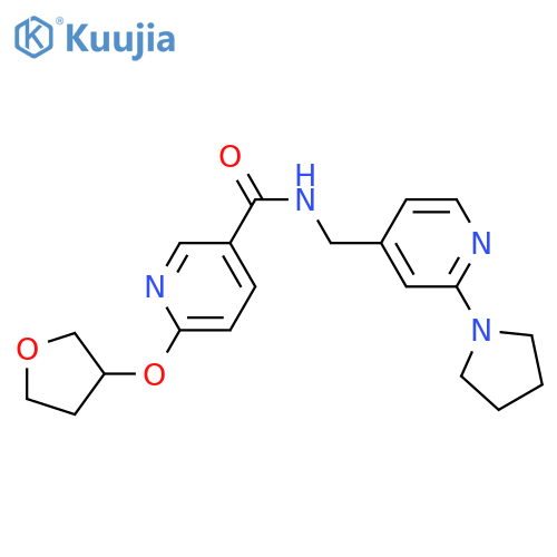 6-(oxolan-3-yloxy)-N-[(2-pyrrolidin-1-ylpyridin-4-yl)methyl]pyridine-3-carboxamide structure