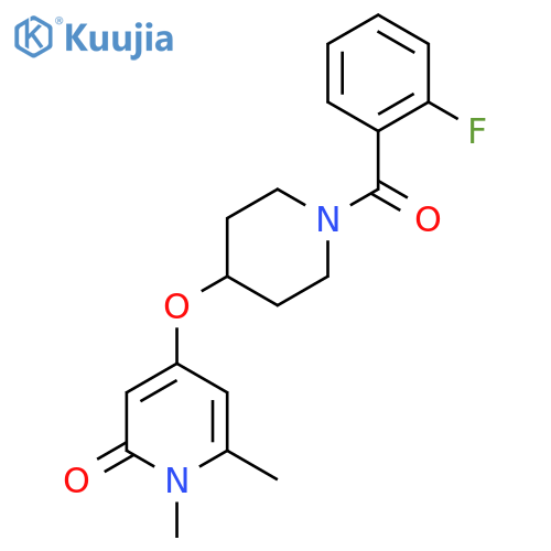 4-((1-(2-fluorobenzoyl)piperidin-4-yl)oxy)-1,6-dimethylpyridin-2(1H)-one structure