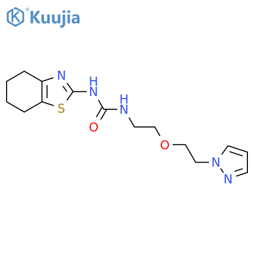 1-{2-2-(1H-pyrazol-1-yl)ethoxyethyl}-3-(4,5,6,7-tetrahydro-1,3-benzothiazol-2-yl)urea structure