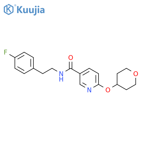 N-[2-(4-fluorophenyl)ethyl]-6-(oxan-4-yloxy)pyridine-3-carboxamide structure