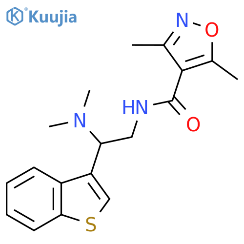 N-2-(1-benzothiophen-3-yl)-2-(dimethylamino)ethyl-3,5-dimethyl-1,2-oxazole-4-carboxamide structure