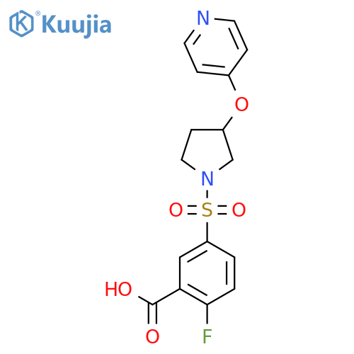 2-Fluoro-5-((3-(pyridin-4-yloxy)pyrrolidin-1-yl)sulfonyl)benzoic acid structure