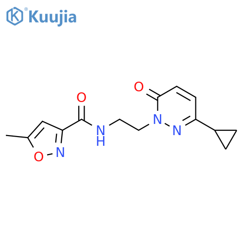 N-[2-(3-cyclopropyl-6-oxo-1,6-dihydropyridazin-1-yl)ethyl]-5-methyl-1,2-oxazole-3-carboxamide structure