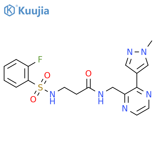 3-(2-fluorobenzenesulfonamido)-N-{3-(1-methyl-1H-pyrazol-4-yl)pyrazin-2-ylmethyl}propanamide structure