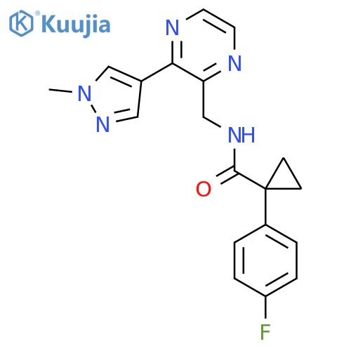 1-(4-fluorophenyl)-N-{3-(1-methyl-1H-pyrazol-4-yl)pyrazin-2-ylmethyl}cyclopropane-1-carboxamide structure