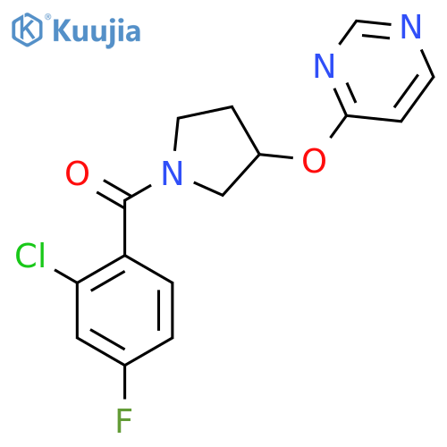 (2-Chloro-4-fluorophenyl)(3-(pyrimidin-4-yloxy)pyrrolidin-1-yl)methanone structure