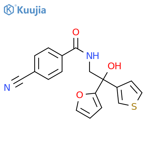 4-cyano-N-2-(furan-2-yl)-2-hydroxy-2-(thiophen-3-yl)ethylbenzamide structure