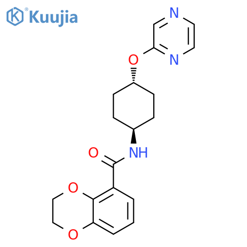 N-[(1r,4r)-4-(pyrazin-2-yloxy)cyclohexyl]-2,3-dihydro-1,4-benzodioxine-5-carboxamide structure
