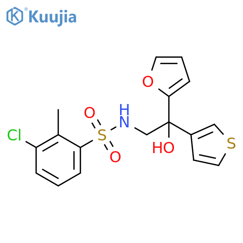 3-chloro-N-2-(furan-2-yl)-2-hydroxy-2-(thiophen-3-yl)ethyl-2-methylbenzene-1-sulfonamide structure
