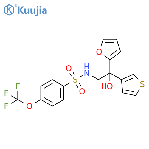 N-2-(furan-2-yl)-2-hydroxy-2-(thiophen-3-yl)ethyl-4-(trifluoromethoxy)benzene-1-sulfonamide structure