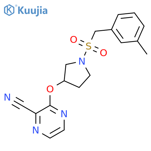 3-({1-(3-methylphenyl)methanesulfonylpyrrolidin-3-yl}oxy)pyrazine-2-carbonitrile structure
