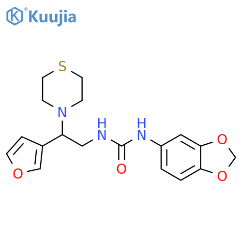 3-(2H-1,3-benzodioxol-5-yl)-1-2-(furan-3-yl)-2-(thiomorpholin-4-yl)ethylurea structure