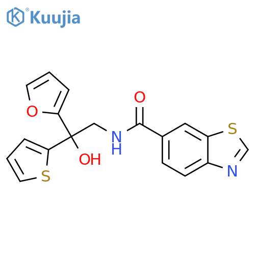 N-[2-(furan-2-yl)-2-hydroxy-2-(thiophen-2-yl)ethyl]-1,3-benzothiazole-6-carboxamide structure