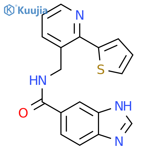 N-{[2-(thiophen-2-yl)pyridin-3-yl]methyl}-1H-1,3-benzodiazole-5-carboxamide structure