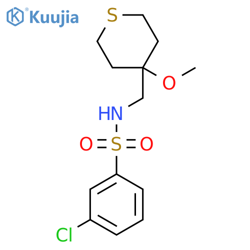 3-chloro-N-[(4-methoxythian-4-yl)methyl]benzene-1-sulfonamide structure