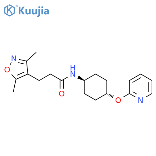 3-(3,5-dimethyl-1,2-oxazol-4-yl)-N-[(1r,4r)-4-(pyridin-2-yloxy)cyclohexyl]propanamide structure
