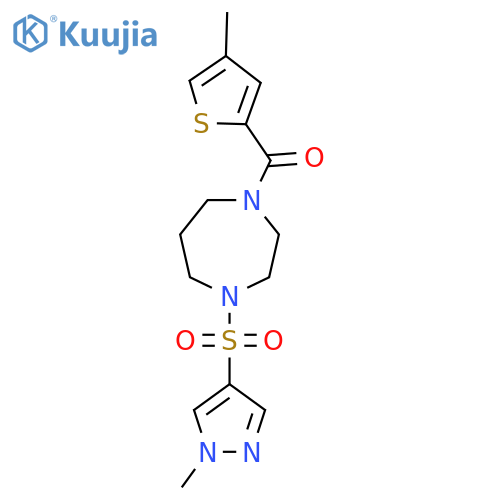 1-[(1-methyl-1H-pyrazol-4-yl)sulfonyl]-4-(4-methylthiophene-2-carbonyl)-1,4-diazepane structure