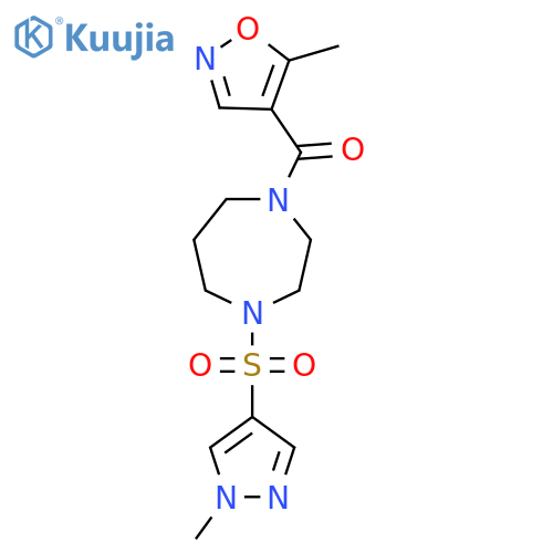 1-(5-methyl-1,2-oxazole-4-carbonyl)-4-[(1-methyl-1H-pyrazol-4-yl)sulfonyl]-1,4-diazepane structure