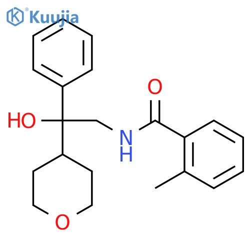 N-[2-hydroxy-2-(oxan-4-yl)-2-phenylethyl]-2-methylbenzamide structure