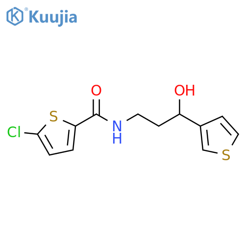 5-chloro-N-[3-hydroxy-3-(thiophen-3-yl)propyl]thiophene-2-carboxamide structure