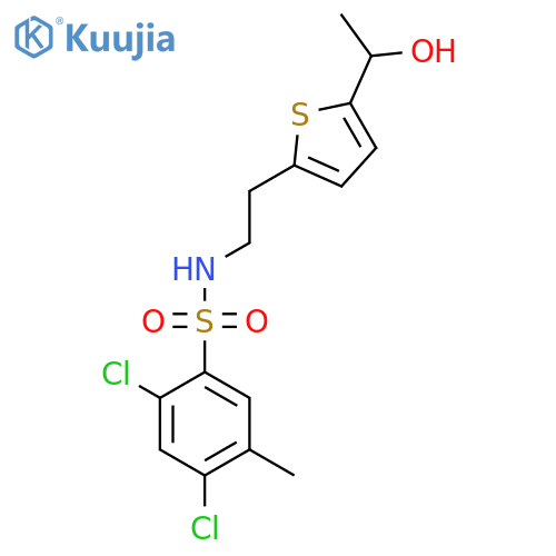 2,4-dichloro-N-{2-[5-(1-hydroxyethyl)thiophen-2-yl]ethyl}-5-methylbenzene-1-sulfonamide structure