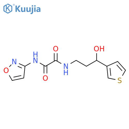 N'-[3-hydroxy-3-(thiophen-3-yl)propyl]-N-(1,2-oxazol-3-yl)ethanediamide structure